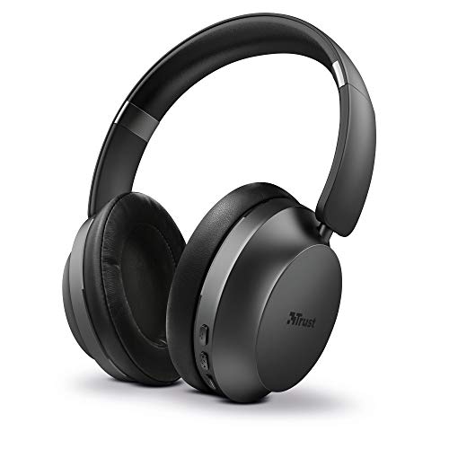 Trust Mobile Eaze Auriculares Inalámbricos Bluetooth (Reproducción de 30 Horas, Rango de 10 m, Unidades de Altavoz de 40 mm, Diseño Plegable) Negro