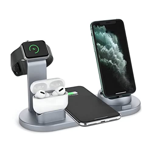 ZENDEU - Estación de Carga Inalambrica para móviles 4 en 1- Cargador inalambrico - Base de Carga para teléfonos Apple/Micro/Tipo C (iPhone, Samsung)- Estación de Carga para AirPods