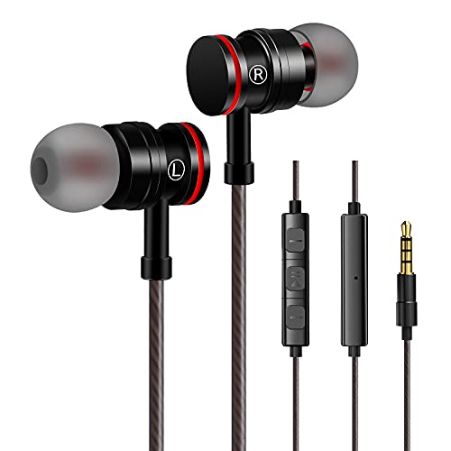 VddSmm Auriculares In-Ear con micrófono, Auriculares In-Ear Auriculares, estéreo con Aislamiento de Ruido para, Samsung, y Todos los Dispositivo de Interfaz de 3,5mm (Negro)