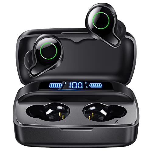 Esiposs Auriculares Inalámbricos, Bluetooth 5.0 Auriculares 156H Playtime in-Ear Estéreo Auriculares con Mic, IPX7 Impermeable Auriculares con USB-C Estuche de Carga para iPhone Samsung Android