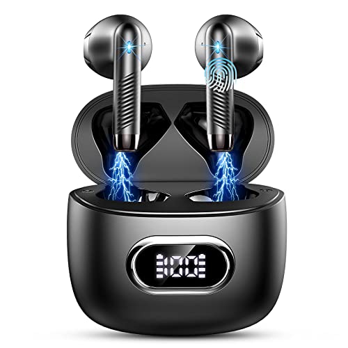 Auriculares Inalámbricos, Auriculares Bluetooth 5.3 con HD Mic, 2022 Nueva HiFi Estéreo Cascos Inalambricos Bluetooth, IP7 Impermeable 42H Cancelación de Ruido In-Ear Auriculares, Pantalla LED, USB-C