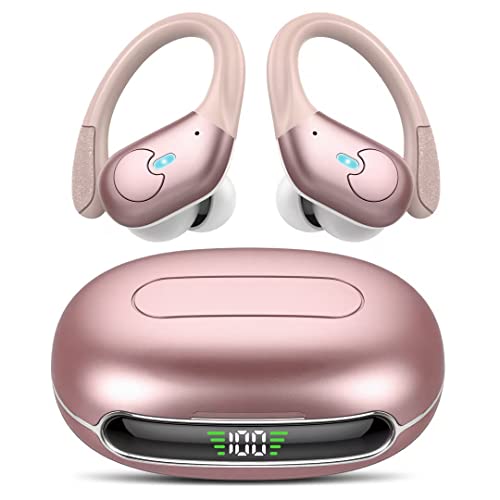 IKT Auriculares Inalambricos, Auriculares Bluetooth 5.3, 60H de Reproducción, Pantalla LED, Llamada ENC HD, 4 Micrs Integrados, Ajuste Cómodo, IPX7 Impermeable Auriculares Deportivos.