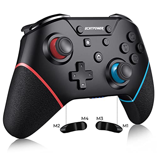 ECHTPower Mando Inalámbrico para Switch/Lite/Oled, Reactivar la Switch, Switch Pro Controller Wireless con Turbo, Dual Shock, Giroscopio, 500mAh Batería, Fácil Sincronizar, Antideslizante y Ergonómico