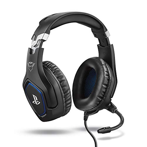 Trust Gaming Cascos PS4 y PS5 Auriculares de Gaming GXT 488 Forze, Licencia Oficial para Playstation, Micrófono Plegable, Altavoces Activos de 50 mm, Cable Trenzado de Nailon de 1.2 m, Negro