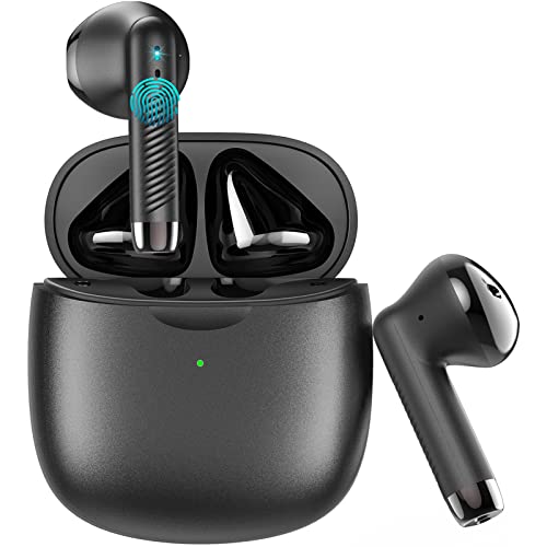 Auriculares Inalámbricos, Auriculares Bluetooth 5.3 HD Micrófono, Cascos Inalambricos HiFi Estéreo Auriculares In Ear con IPX-7 Impermeable, Reproducción de 32 Horas, USB-C, Control Táctil (Negro)