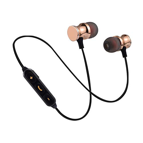 Auriculares Bluetooth de Metal para Samsung Galaxy S10+ - Smartphone inalámbrico con Mando a Distancia y Sonido Manos Libres - Universal (Oro)