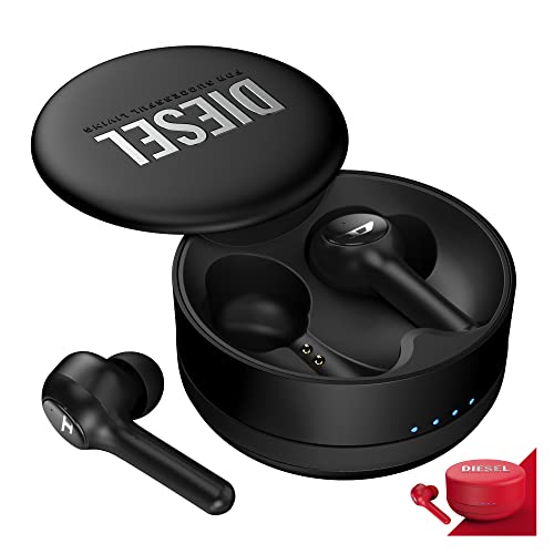 Diesel Auriculares inalámbricos, Auriculares Bluetooth intrauditivos con 32 Horas de reproducción, Estuche de Carga inalámbrica, Resistente al Agua, compatibles con iPhone y Android, Negro