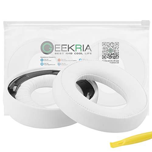 Geekria Almohadilla de Repuesto para Auriculares estéreo inalámbricos Playstation Gold/Sony PS4 / PS3 / PSV inalámbricos/Almohadilla de Repuesto/Almohadilla para Auriculares (Blanco)