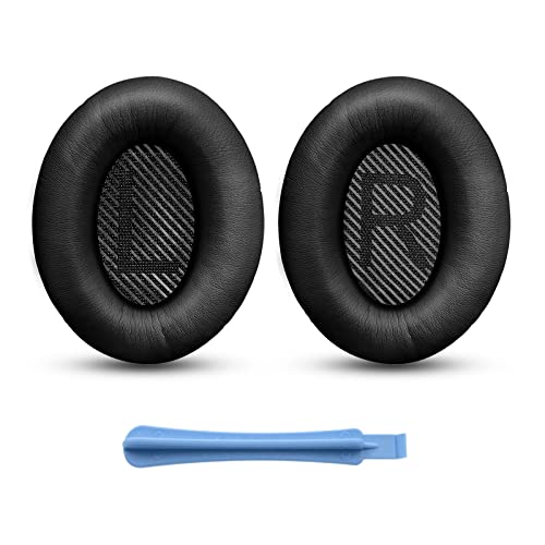 Almohadillas de Repuesto para Auriculares Bose, Almohadilla para Auriculares, para Auriculares Bose QuietComfort 35 35II 2 15 25 AE2 AE2i AE2w SoundTrue SoundLink, con 1 Stick de Instalación (Negro)