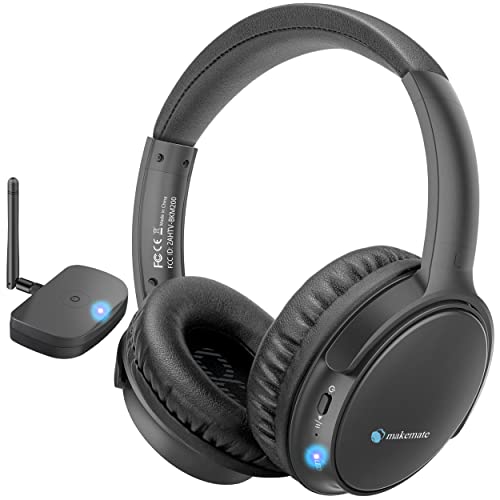 makemate Auriculares Inalámbricos TV con Transmisor Óptico Bluetooth, BKM200 Auriculares Inalámbricos para TV, Fácil Plug & Charge, Alcance de 50m, Crystal Stereo para la Mayoría de TV