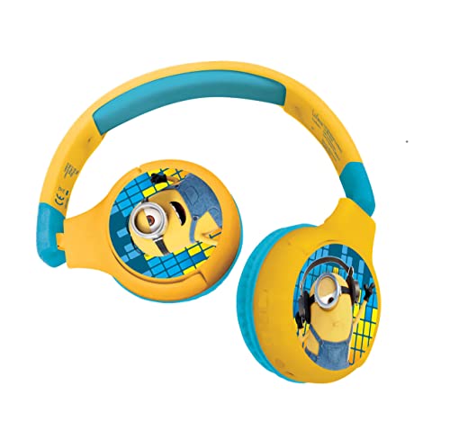 LEXIBOOK Lexibook-HPBT010DES Despicable Me Auriculares Bluetooth 2 en 1 - Estéreo inalámbrico Seguro Plegable Ajustable, Amarillo, Color