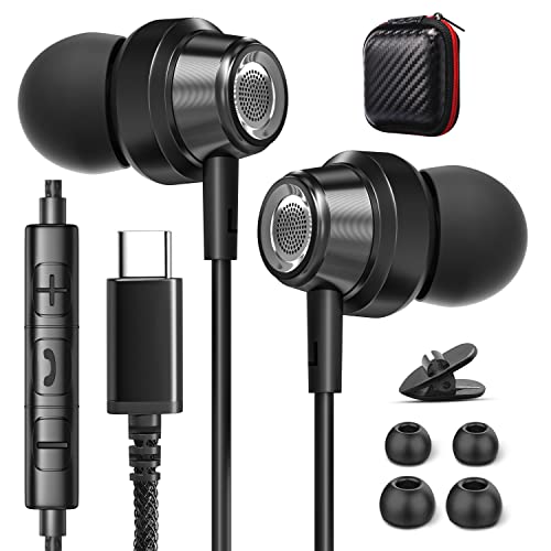 Auriculares USB C, para Samsung Galaxy S23 S22 Ultra S21 S20 A53 A33 5G, Auricular Tipo C con Micrófono para Ilamada de Voz,Música Estéreo, Auriculares con Cable Tipo c para iPad 10 Air 5 4 Pixe 7 6