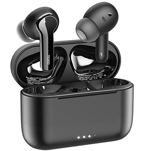 TOZO NC2 Auriculares Inalámbricos con Cancelación Activa de Ruido, In-Ear Auriculares Inalambricos Bluetooth 5.2 con IPX6 Impermeable Auriculares de Graves Profundos Premium Negro