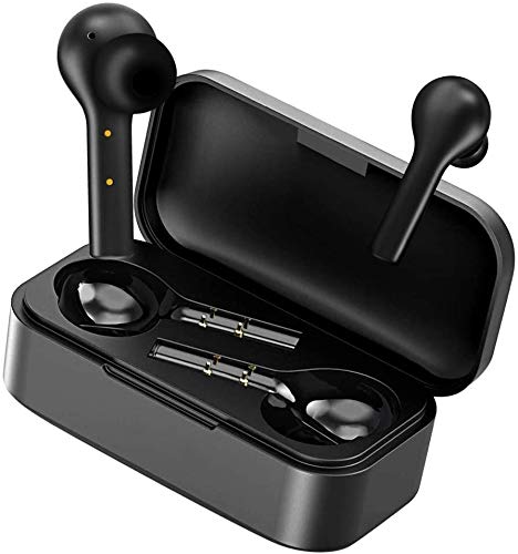 Auriculares Bluetooth, HOMSCAM Impermeable Auriculares Inalámbricos Bluetooth 5.0 con Modo de Juego QCY HiFi Mini Twins Estéreo In-Ear Bluetooth con Caja de Carga