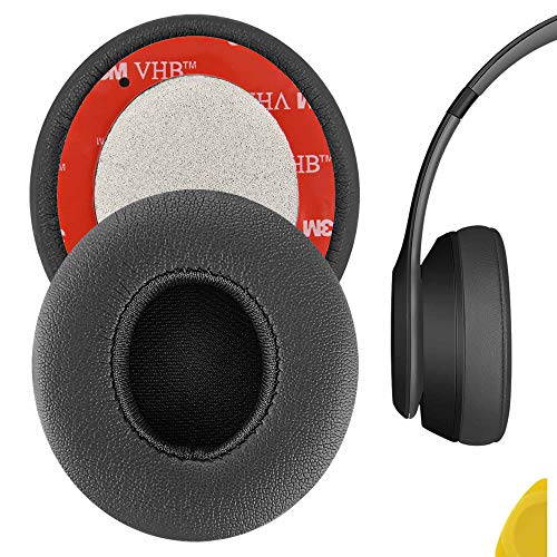 Geekria QuickFit Protein Leather Almohadillas para Solo3, Solo 3.0, Solo2 Wireless Headphones Replacement Earpads, Almohadillas de Repuesto/Almohadillas para los oídos (Gris Asfalto)