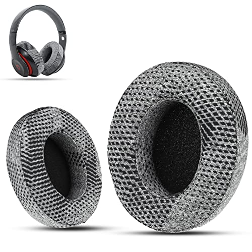 Krone Kalpasmos Almohadillas de Repuesto para Beats Studio 3 inalámbricos, compatibles con Beats Studio 2 y 3 cableados/inalámbricos/Modelo B0501/B0500 Auriculares, Cuero proteico, patrón Gris