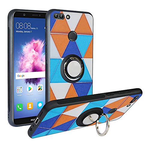 Funda para Huawei P Smart 2018, Fashion Design [Antigolpes] con 360 Anillo iman Soporte, Resistente a los arañazos TPU Funda Protectora para Enjoys 7S,Triangle