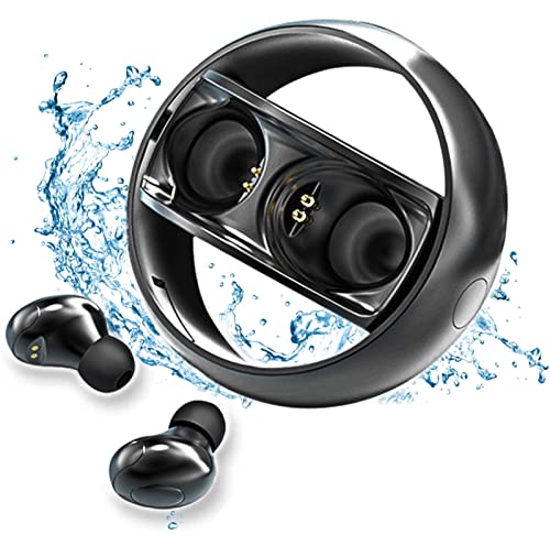 KOORAALY Auricular Bluetooth 5.0 con Auricular Impermeable, Estéreo HiFi de Alta Definición, Control Táctil Inteligente de Una Tecla, Caja de Carga Inalámbrica Diseñada por Anillo De Estrella