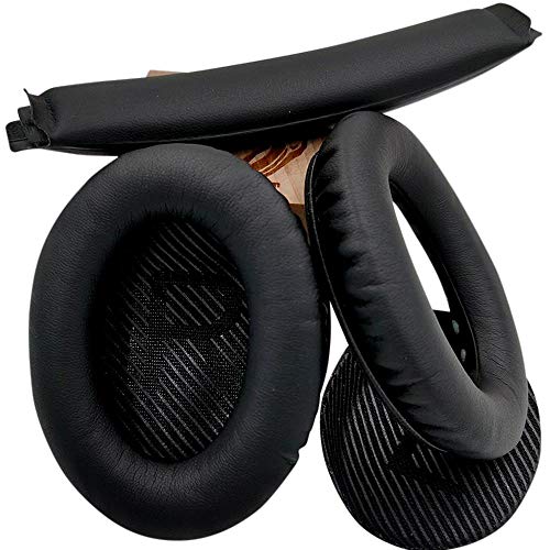 misodiko Almohadillas de repuesto para auriculares Bose Quiet Comfort 25 35 (QC25 QC35) y QuietComfort 35 II (QC35ii), piezas de reparación de diadema y almohadillas con esteras, color negro