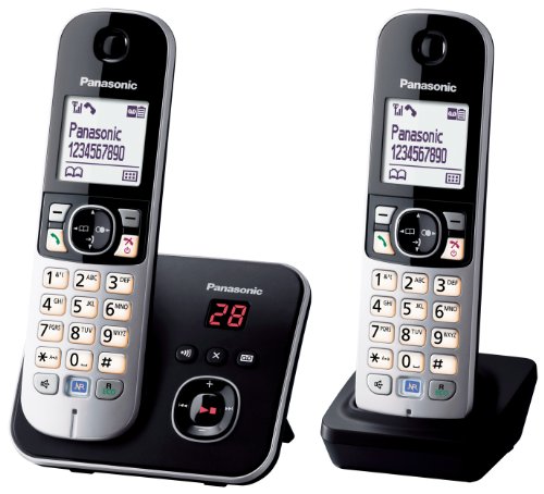 Panasonic KX-TG6822 - Teléfono inalámbrico DECT, con 2 microteléfonos, color negro [Importado de Francia] [versión importada]