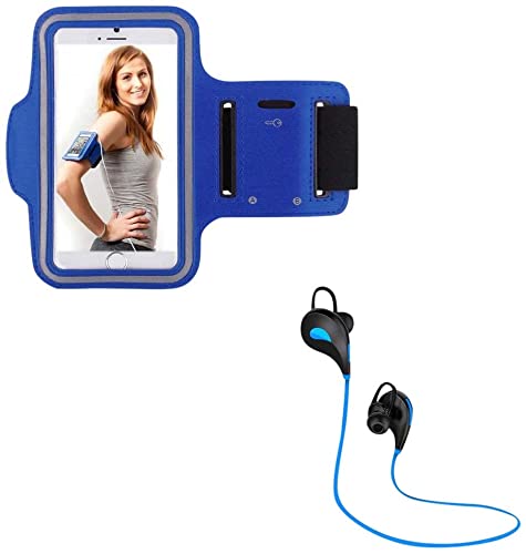 Pack Sport para Huawei P Smart 2019 Smartphone (Auriculares Bluetooth Sport + Brazalete) Courir T6 (Azul)