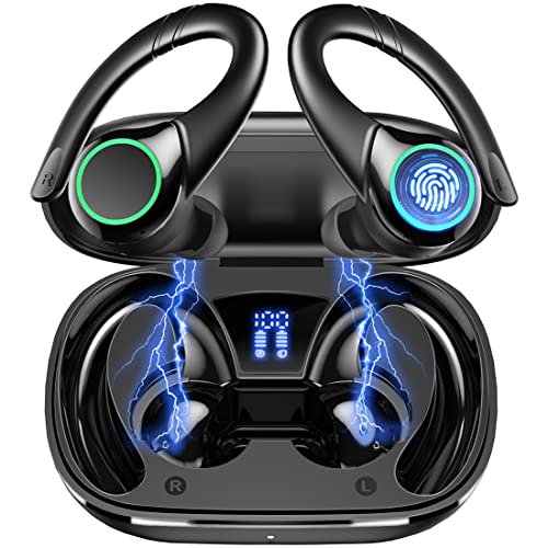 Osdfono Auriculares Inalambricos Deportivos, Cascos Inalambricos Bluetooth 5.2 con HD Mic Hi-Fi Estéreo Audifonos Inalámbricos In Ear Auriculares con LED Pantalla e Control Táctil para Running Deporte