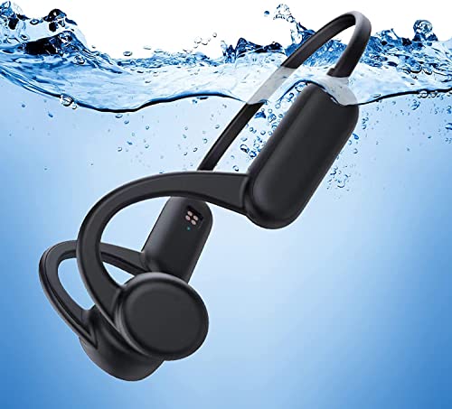 Auriculares de conducción ósea para nadar, impermeabilidad IPX8 y memoria 8G integrada, Auriculares inalámbricos bluetooth con micrófono reproductor de MP3 para natación, subacuático, correr, ciclismo