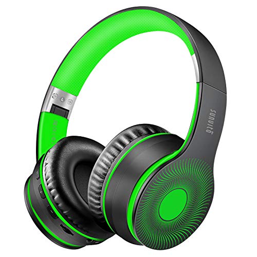 sunvito Auriculares inalámbricos Bluetooth 5.0 - con micrófono y Reproductor de MP3, Radio FM, inalámbrico y Auriculares cableados, Auriculares Over Ear (Verde)