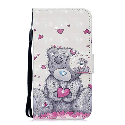 Huawei P Smart 2019 Honor 10 Lite Funda Flip Glitter 3D Gemas a prueba de golpes Funda de teléfono Funda Folio Funda de cuero magnético Protector Bumper TPU con soporte para tarjeta de