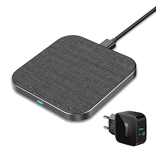 Wefunix 15W Cargador Inalámbrico Rápido [USB C +Adaptador QC 3.0] Fast Wireless Charger compatible con LG iPhone 14 13 12 11 XS XR X SE Samsung Galaxy S23 S22 S21 S20 S10 Note 20/10 Huawei P30/P40 Pro