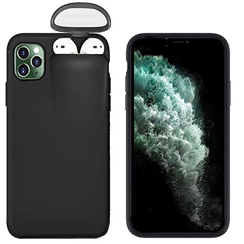 Funda para iPhone 11, Teléfono Caso Compatible con Apple iPhone 11 Pro con soporte para auriculares inalámbricos Bluetooth, Carcasa Anti-Choques/Arañazos/ 6.1/5.8 Pulgadas (11 Pro 5.8'', negro)