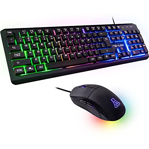 The G-Lab Combo Iridium Pack de Teclado Gaming USB y Ratón Multicolor Retroiluminación – Teclado Gaming QWERTY - Incluye Ñ - Anti-Ghosting + Ratón Gaming 6 Botones 3200 dpi – PC PS4 Xbox One (Negro)