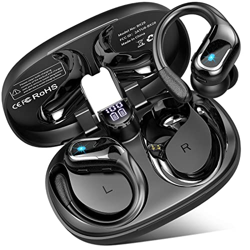 Auriculares Inalambricos Deportivos, 2023 Auriculares Bluetooth 5.3 con 4 HD Micro y Cancelacion Ruido ENC, 90H Cascos Inalambricos Bluetooth, IP7 Impermeable, Auriculares in Ear Tipo C/Running, Negro