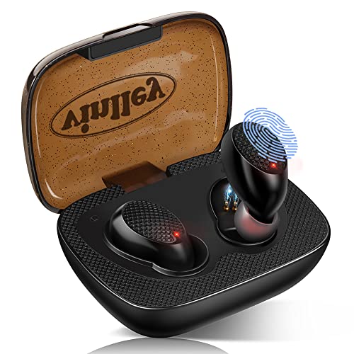 vinlley Auriculares Bluetooth, Auriculares Inalámbricos in-Ear para Correr con Micrófono con Cancelación de Ruido, Micrófono Integrado, IPX7 Impermeable, ES02 Negro