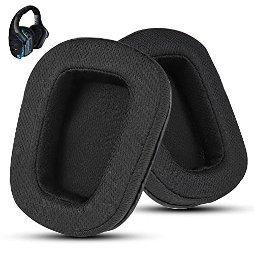 Wzsipod Almohadilla de Tela de Repuesto para Logitech G933 Gaming Auriculares, se Adapta a G933S G935 G930 G635 G633 G633S G533 G430 G431 G433 Auriculares, Lista Completa en el Interior (Negro)