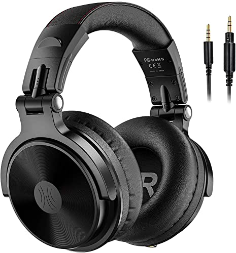 OneOdio Auricurales Bluetooth Inalámbricos 110H, Auriculares HiFi de 50mm Altavoz con Micrófono CVC 8.0, Auriculares con Cable para Móvil PC Portátil, Orejeras Proteicas 90° Ajustable para DJ