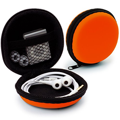 MyGadget Mini Funda Protectora para Auriculares [ In Ear ] - Caja Estuche de Transporte para iPod Shuffle, Airpods, SD Card, Flash Drive USB - Naranja