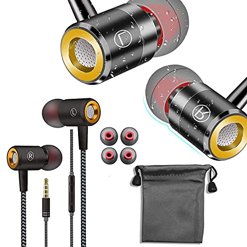 Auriculares in-Ear,Auriculares Estéreo con Micrófono,Con Conector Para Auriculares de 3,5 mm,Micrófono,Deportes,Control de Volumen, Compatible conTeléfonos Móviles,Tabletas,Portátiles (2 piezas)