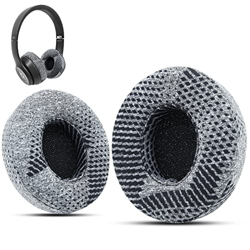 Krone Kalpasmos Solo 3 Almohadillas de Repuesto para Auriculares, Beats Solo 2 Almohadillas de Repuesto para Auriculares, Suave y Suave, Espuma viscoelástica con Kits, excelente Comodidad–patrón Gris