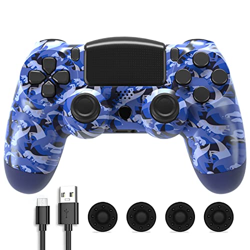 falafaso Compatible para Play4/Slim/Pro, Repuesto para el Mando de PS4, Mando de Juego Inalámbrico, Mando de PC con cable con doble vibración, sensor giroscópico de 6 ejes y conector para auriculares