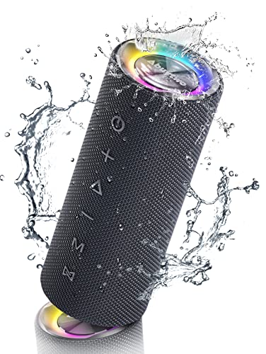 Abuytwo Altavoz Bluetooth Inalambrico - 30W Sonido Potente y Graves Enormes, IPX7 Impermeable y Batería De 24 Horas, Altavoces Portatil Bluetooth Speaker con Luces Led, Altavoz para Movil - Negro