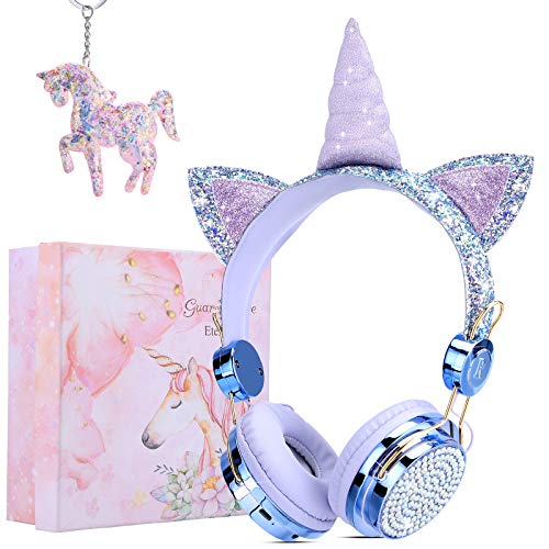 Auriculares Unicornio Bluetooth,Auriculares Inalambricos Niña con Micrófonos,Limitación de Volumen a 85 dB,Regalos para Cumpleaños/Halloween/Navidad/Volver a la Escuela