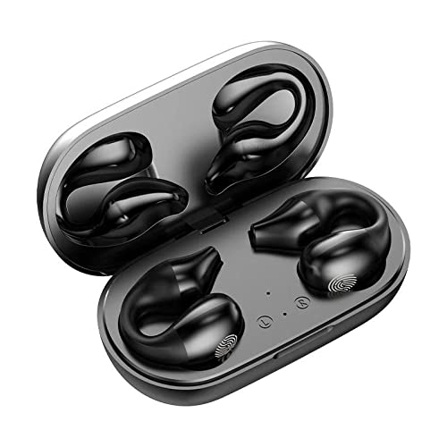 Ear-clip conducción ósea para auriculares Bluetooth 5.3, sin dolor inalámbrico con clip oreja abierta en auriculares, mini auricular impermeable para correr, calidad HIFI/larga duración de batería