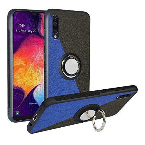 Funda para Samsung Galaxy A50 2019 /A505, Fashion Design [Antigolpes] con 360 Anillo iman Soporte, Resistente a los arañazos TPU Funda Protectora para Galaxy A505,Blue/Black