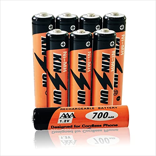 KINSUN Paquete de 8 baterías recargables NiMH AAA 1.2V para teléfono inalámbrico Panasonic Triple A batería 550mAh HHR-55AAABU 630mAh HHR-65AAABU y 700mAh HHR-75AAA/B