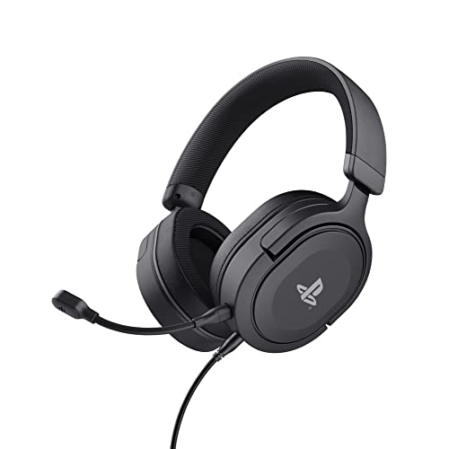 Trust Gaming GXT 498 Forta Cascos PS5 / PS4 Sostenibles, Licencia Oficial para Playstation 5, Drivers de 50 mm, Diadema Regulable, Micrófono Extraíble, Auriculares Gaming, Cable de 1.2 m, Negro Negro